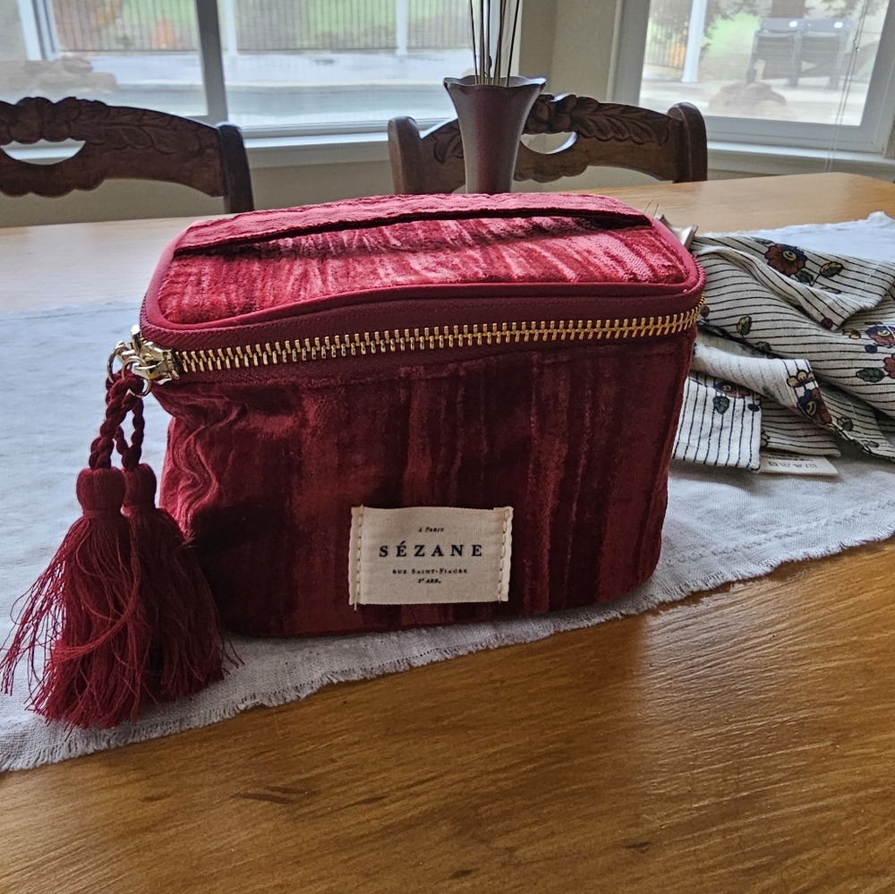 Sezane Red Velvet Smaller Vanity Case